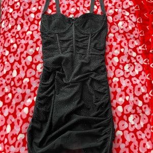 OH POLLY SHEER BLACK SPARKLY DRESS